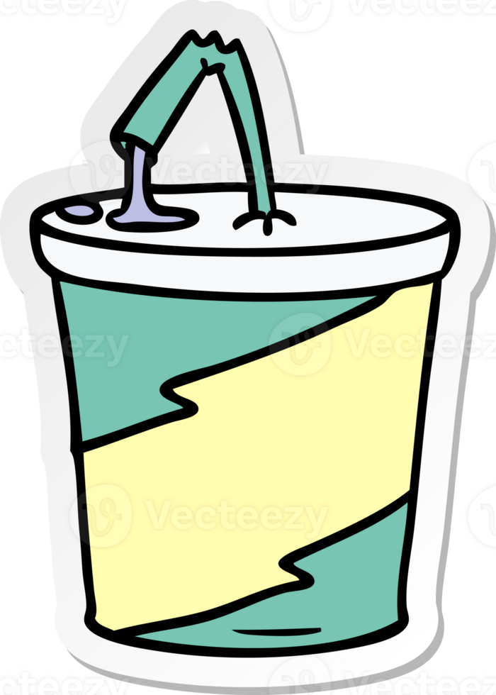 hand drawn sticker cartoon doodle of fastfood drink png