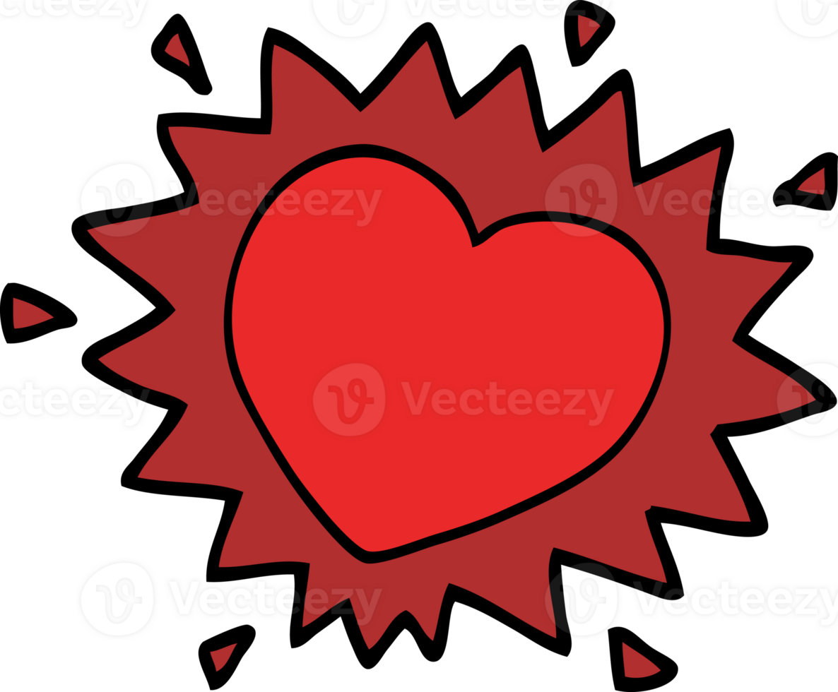 cartoon doodle flaming heart png