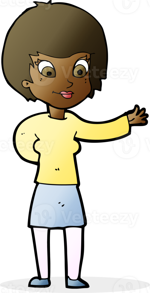 cartoon welcoming woman png