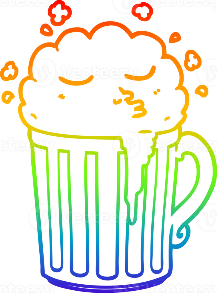 regenboog helling lijn tekening van een tekenfilm mok van bier png