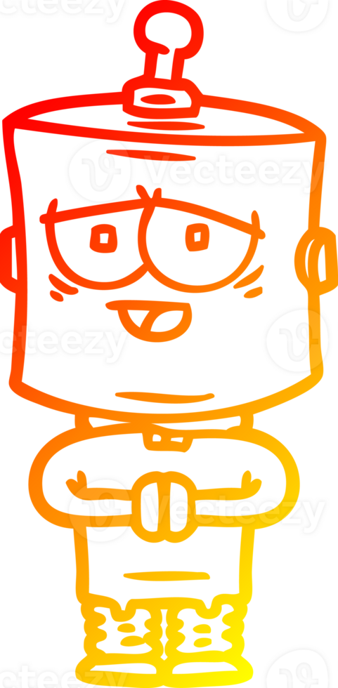 warm gradient line drawing of a cartoon robot png