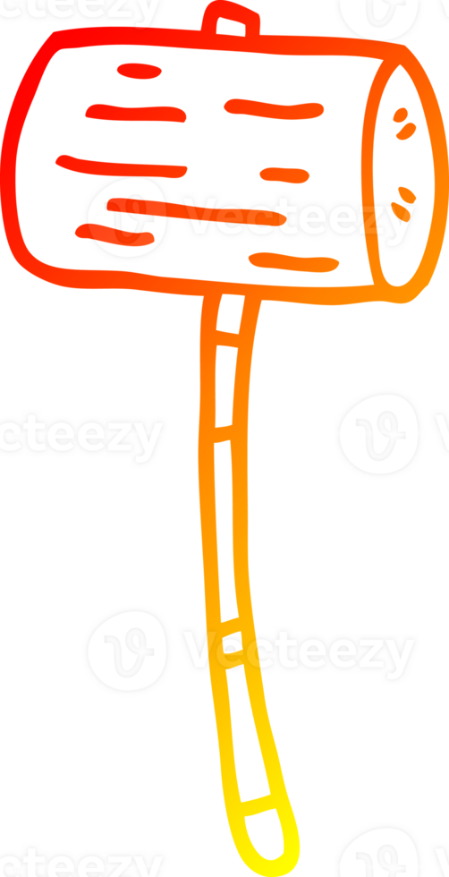 warm gradient line drawing of a cartoon mallet png