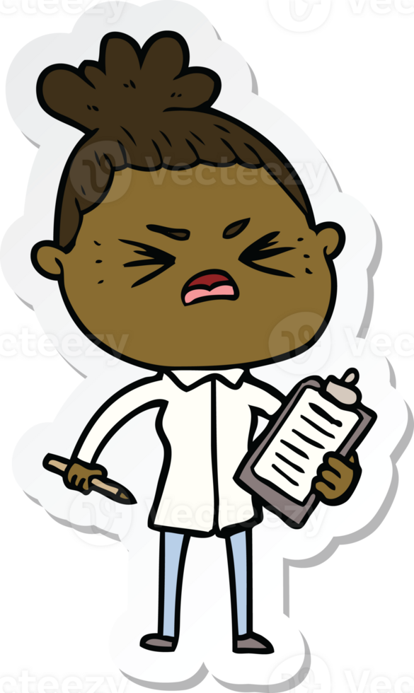 sticker of a cartoon angry woman png