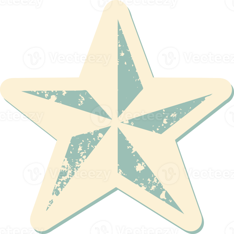 iconic distressed sticker tattoo style image of a star png