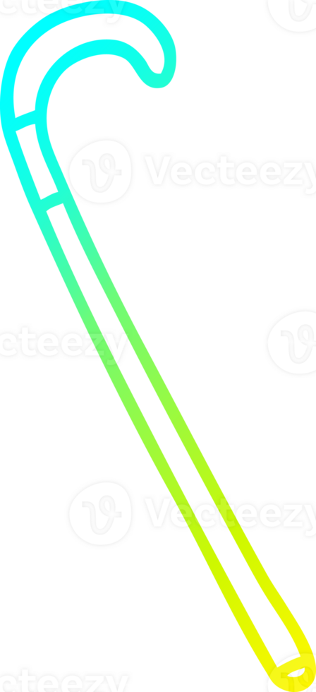 cold gradient line drawing of a cartoon walking stick png