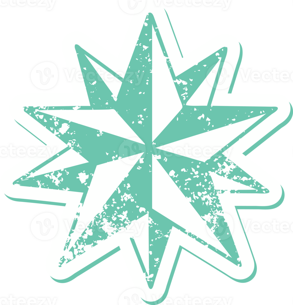 iconic distressed sticker tattoo style image of a star png