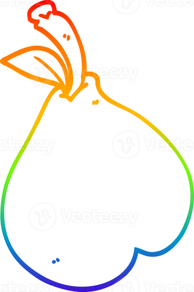 rainbow gradient line drawing of a cartoon healthy pear png