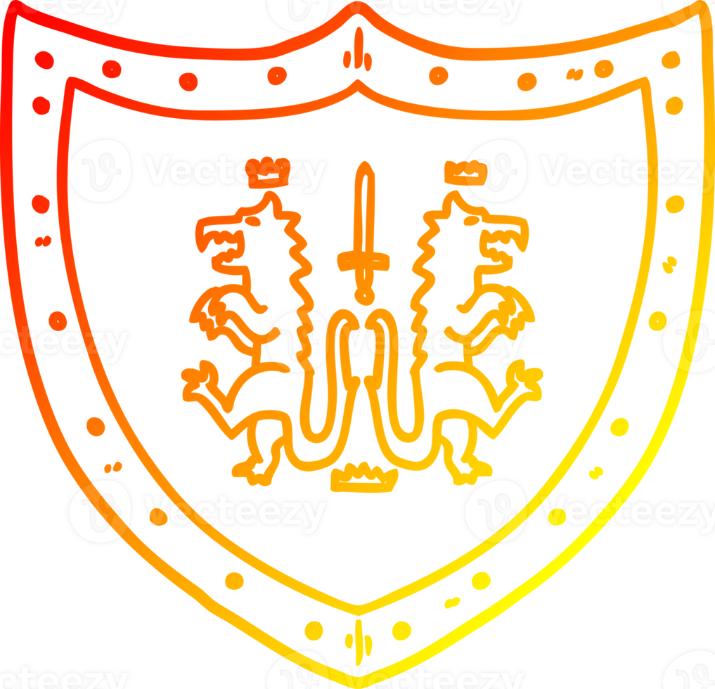 värma lutning linje teckning av en tecknad serie heraldisk skydda png