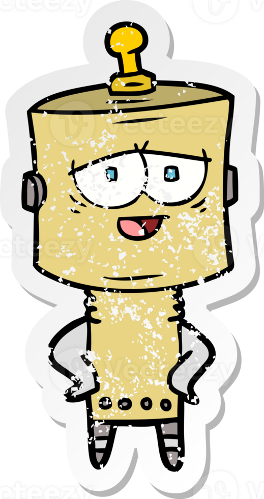 distressed sticker of a cartoon robot png