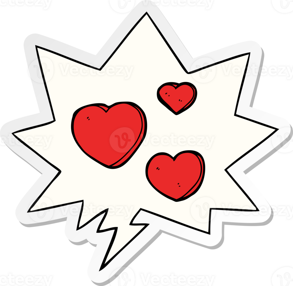 cartoon love hearts with speech bubble sticker png