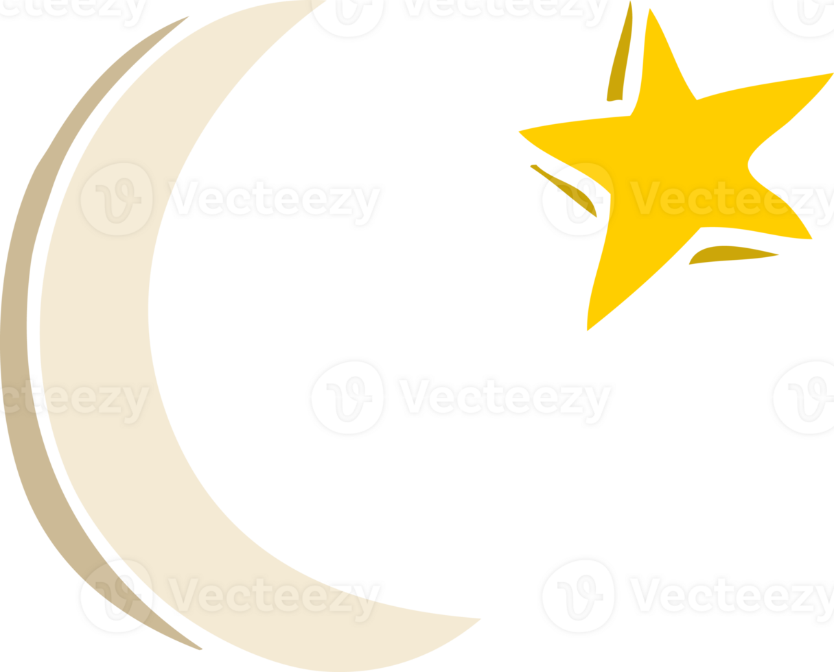 cartoon doodle moon and star shape png