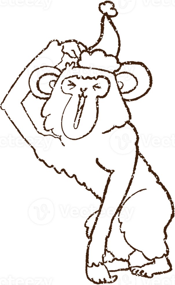 Christmas Monkey Charcoal Drawing png
