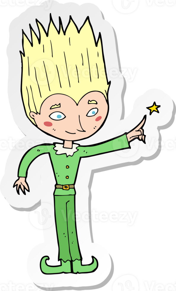 sticker of a cartoon magic christmas elf png