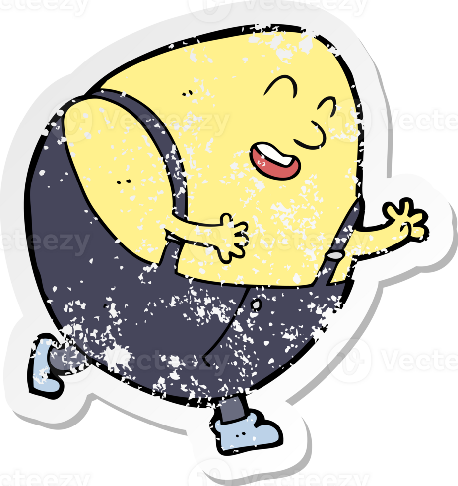 retro distressed sticker of a cartoon humpty dumpty egg character png