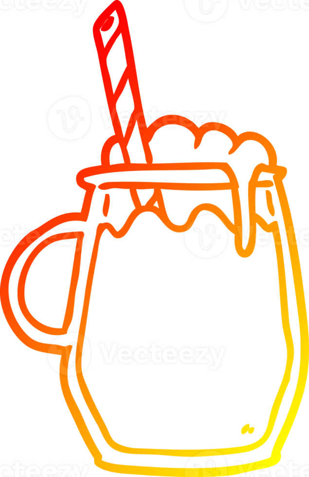 värma lutning linje teckning av en glas av rot öl med sugrör png