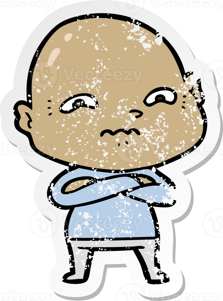 distressed sticker of a cartoon nervous man png