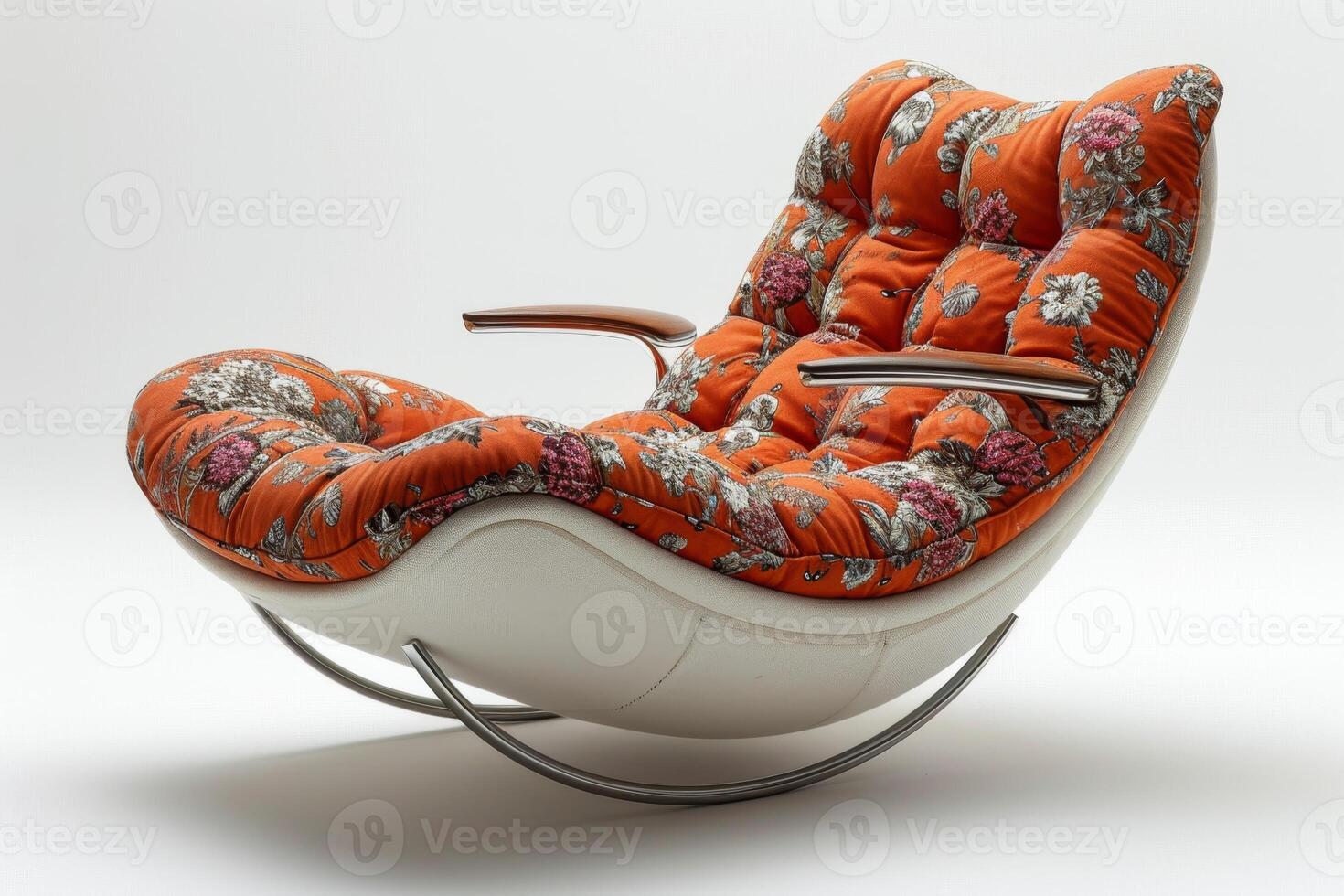 AI generated An old-fashioned designer rocking chair highlighted on a white background photo