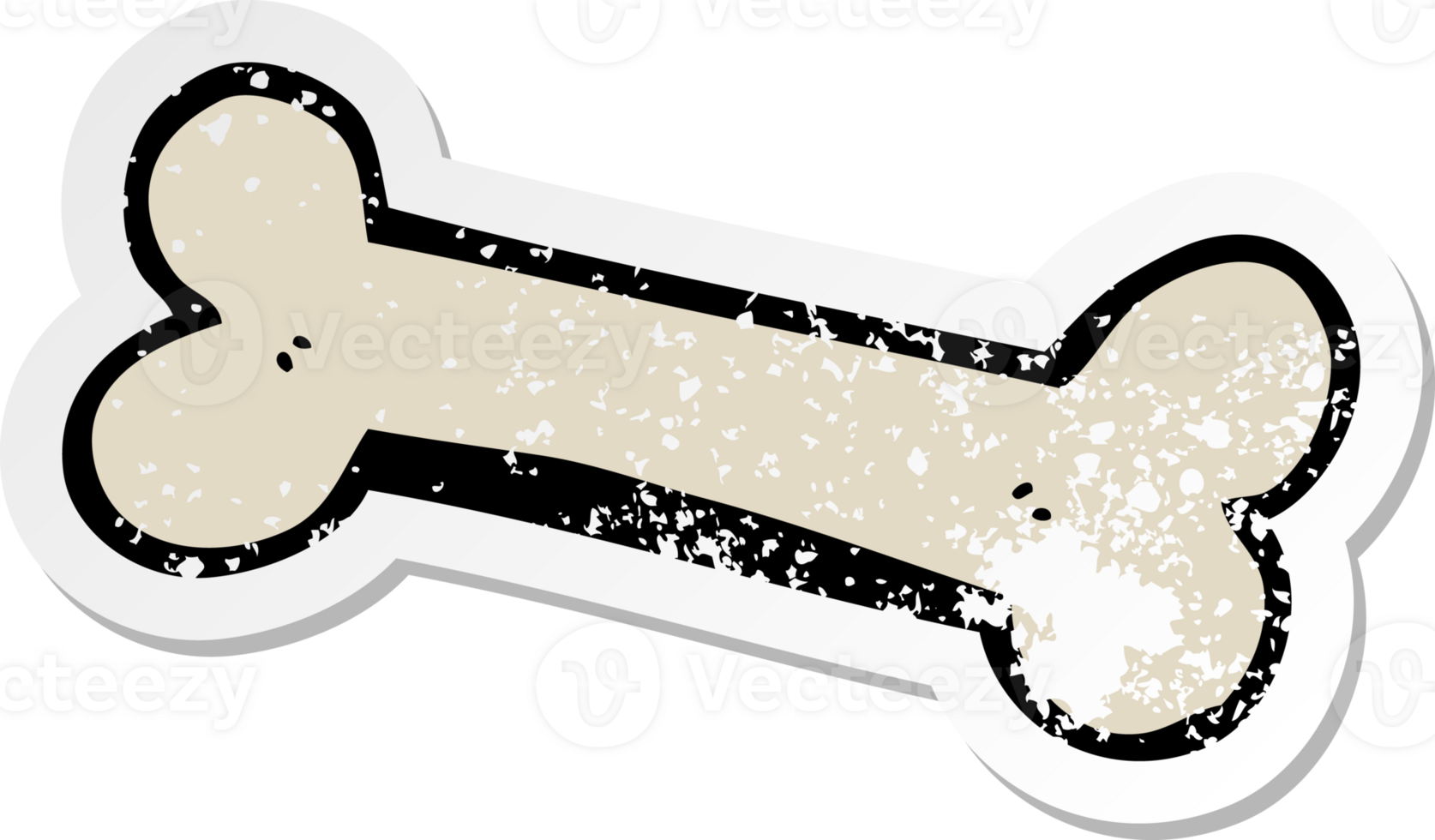 distressed sticker of a cartoon bone png