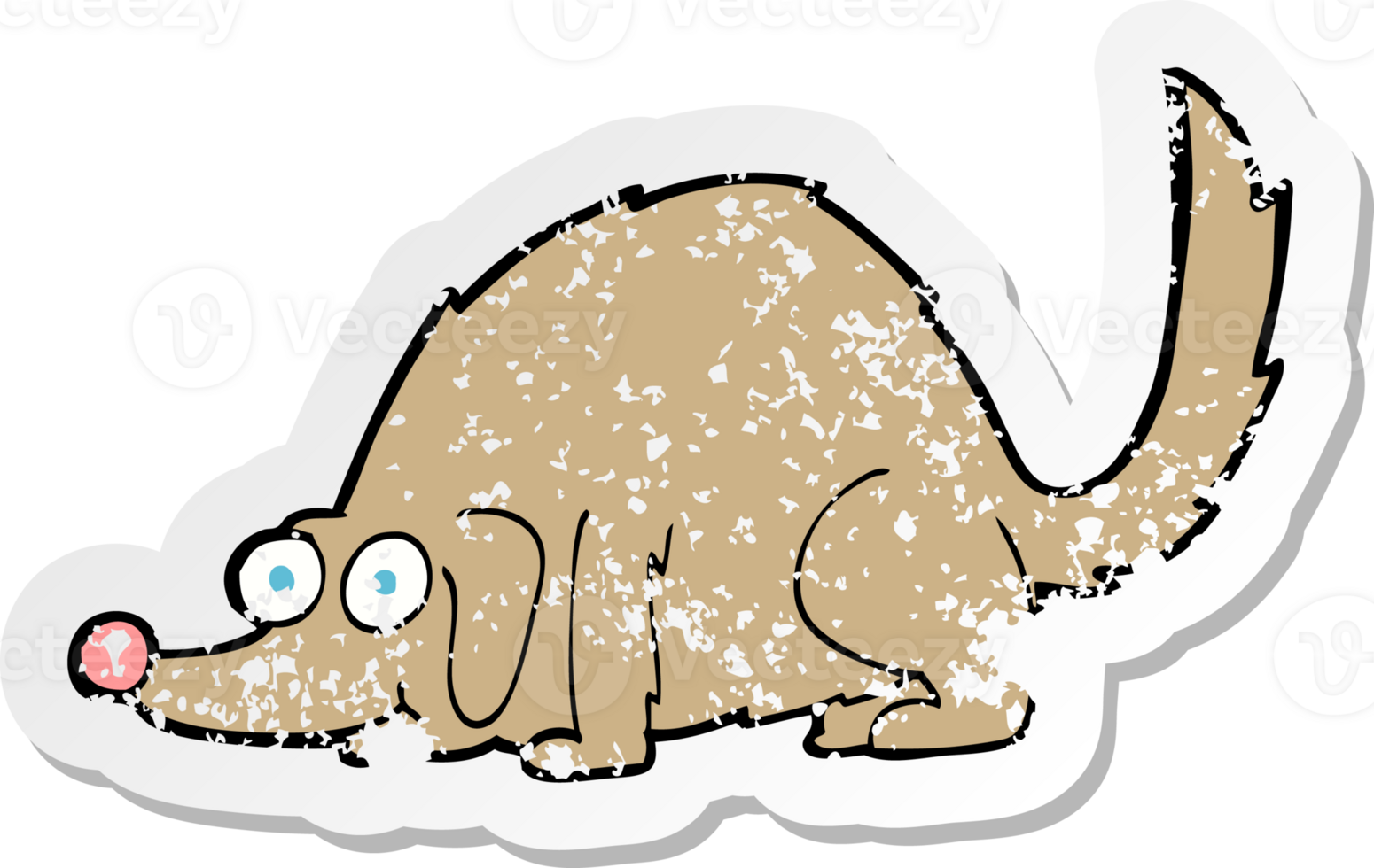 retro distressed sticker of a cartoon happy dog png
