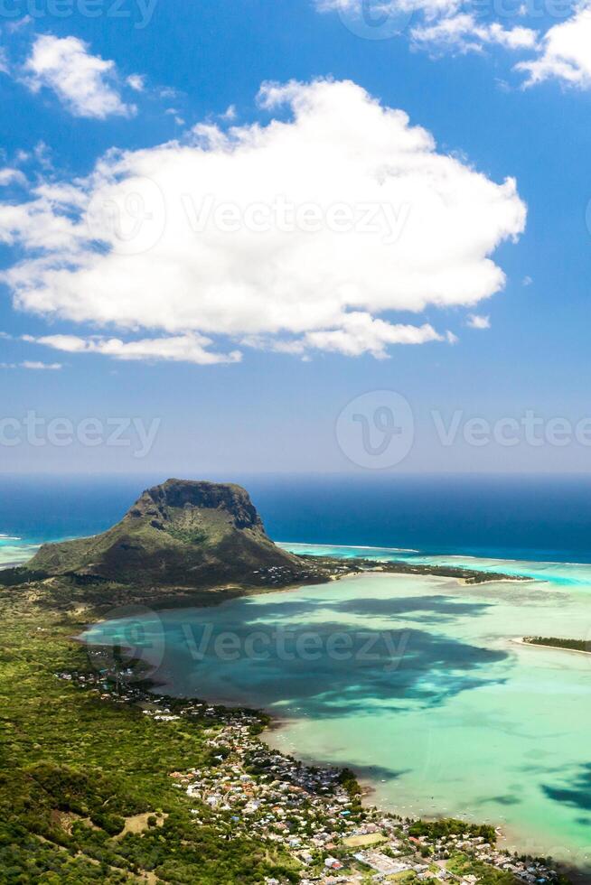Bird's eye view of Mount Le Morne Brabant on the island of Mauritius photo