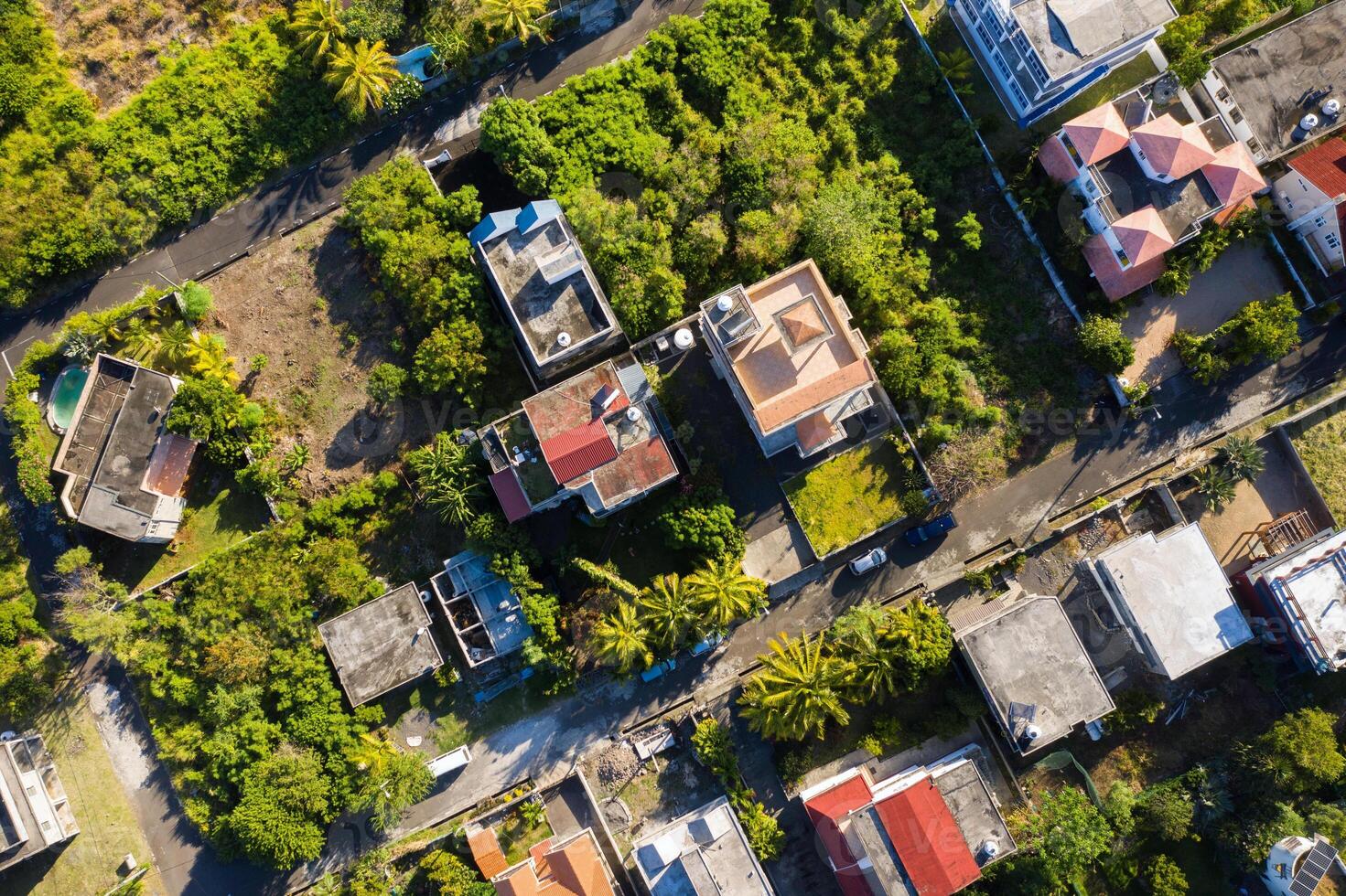 panorámico ver desde encima de el pueblo y montañas en el isla de mauricio, Mauricio isla foto