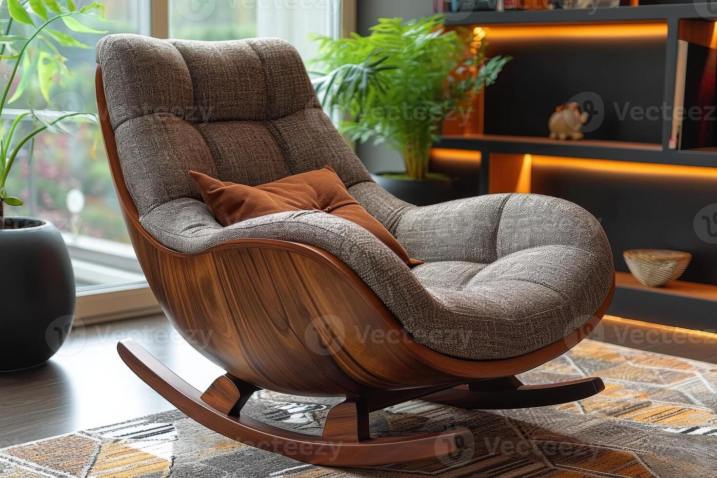AI generated Designer rocking chair for relaxing in the home interior photo