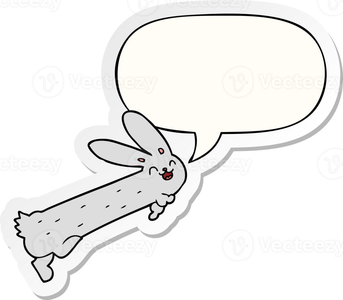 funny cartoon rabbit with speech bubble sticker png