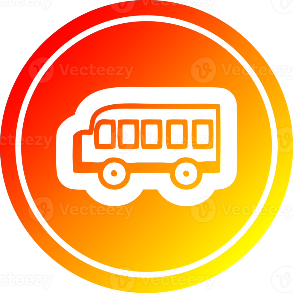 school bus circular icon with warm gradient finish png