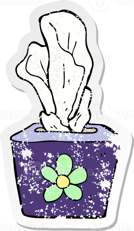 distressed sticker of a cartoon box of tissues png