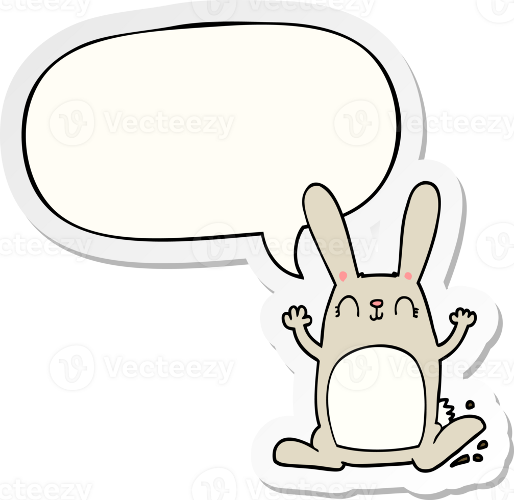 cartoon rabbit with speech bubble sticker png