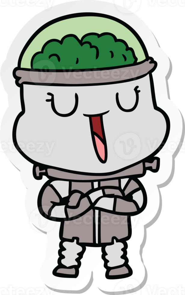 sticker of a happy cartoon robot png
