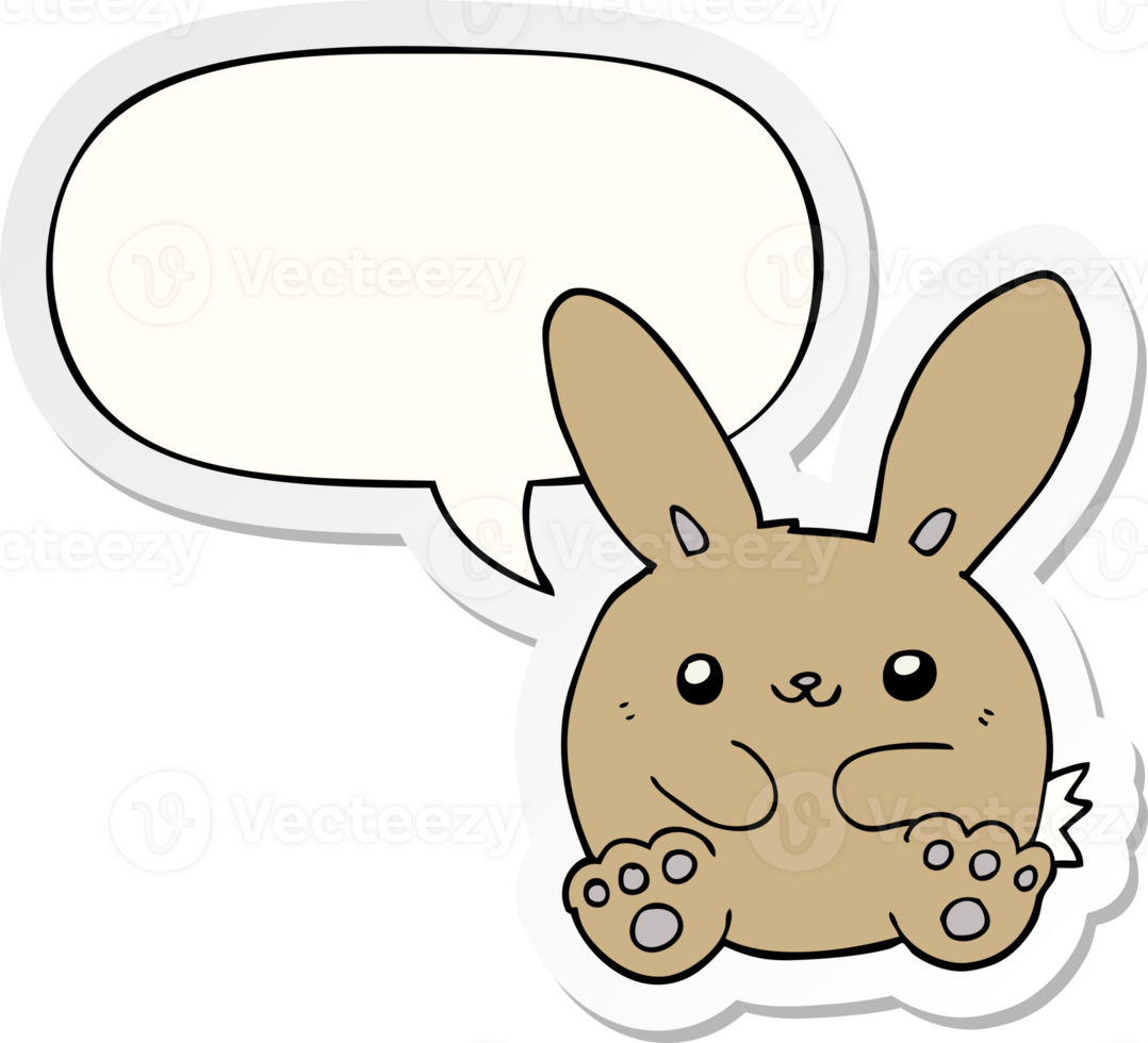 cartoon rabbit with speech bubble sticker png