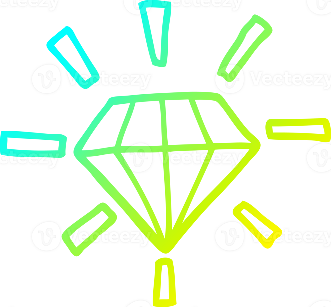 cold gradient line drawing of a cartoon tattoo diamond png