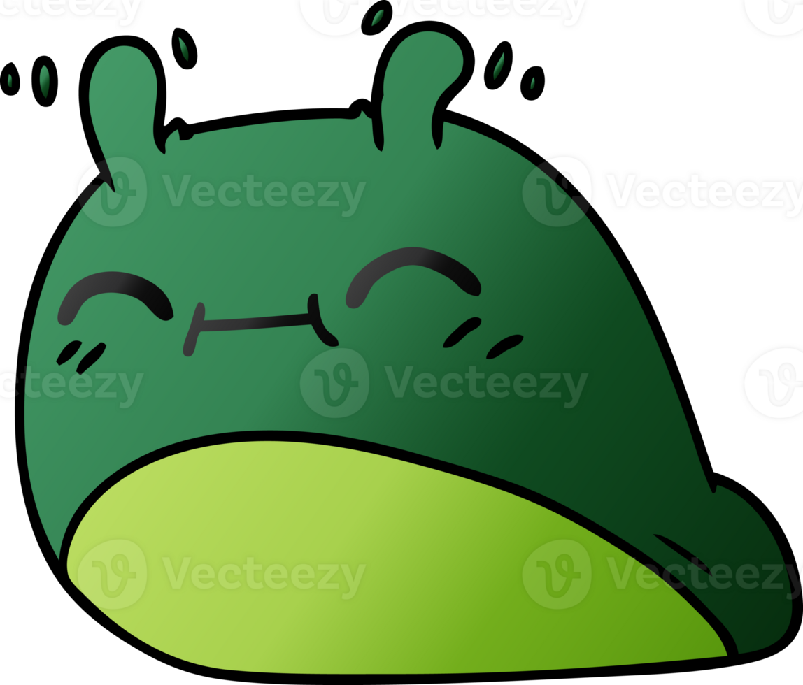 hand drawn gradient cartoon of a happy kawaii slug png