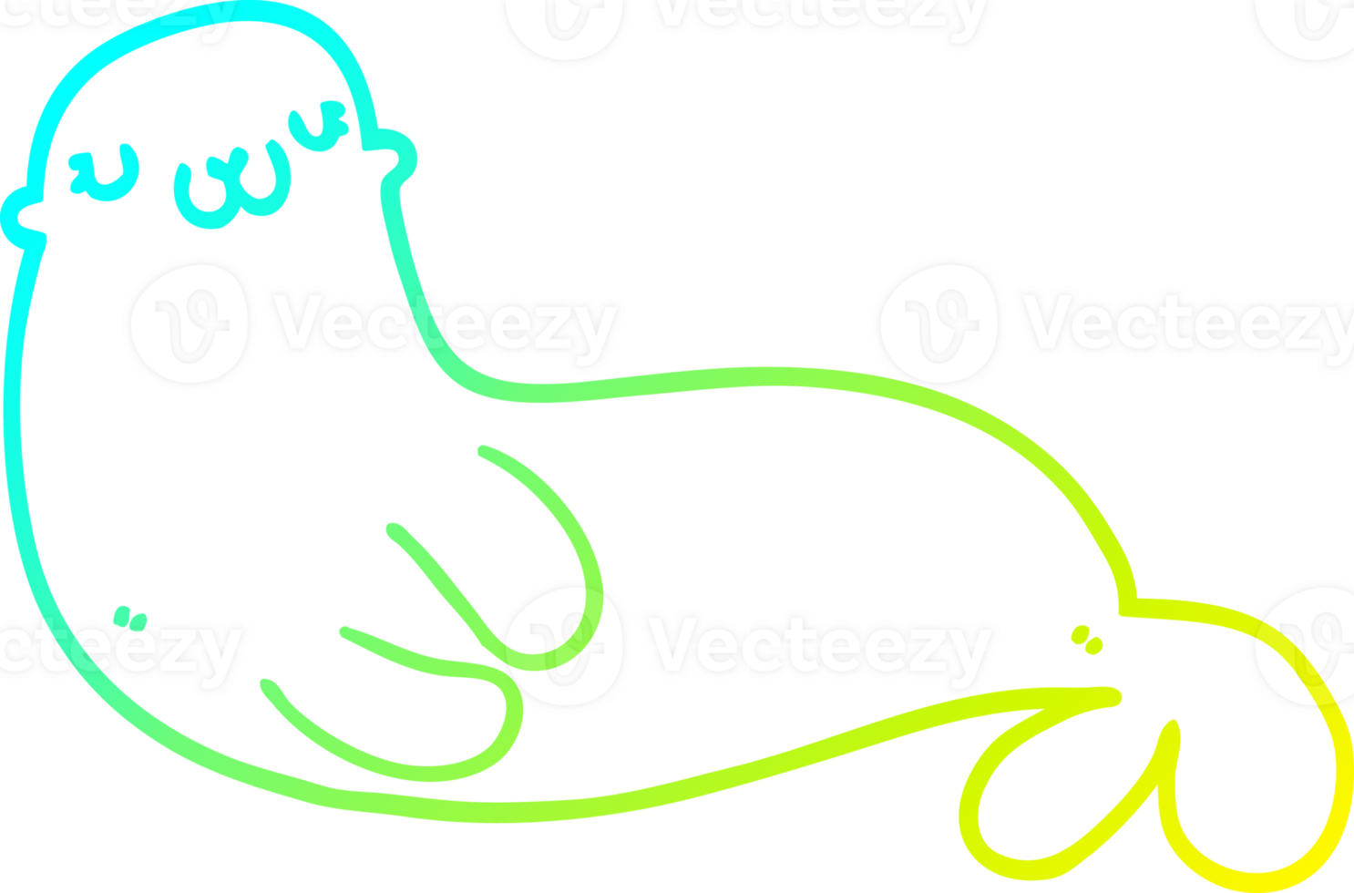 cold gradient line drawing of a cute cartoon seal png