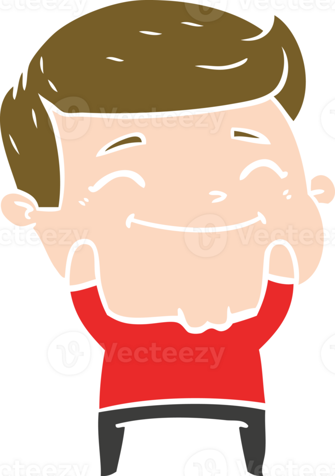 happy flat color style cartoon man png