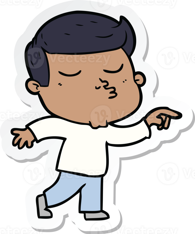 sticker of a cartoon model guy pouting png