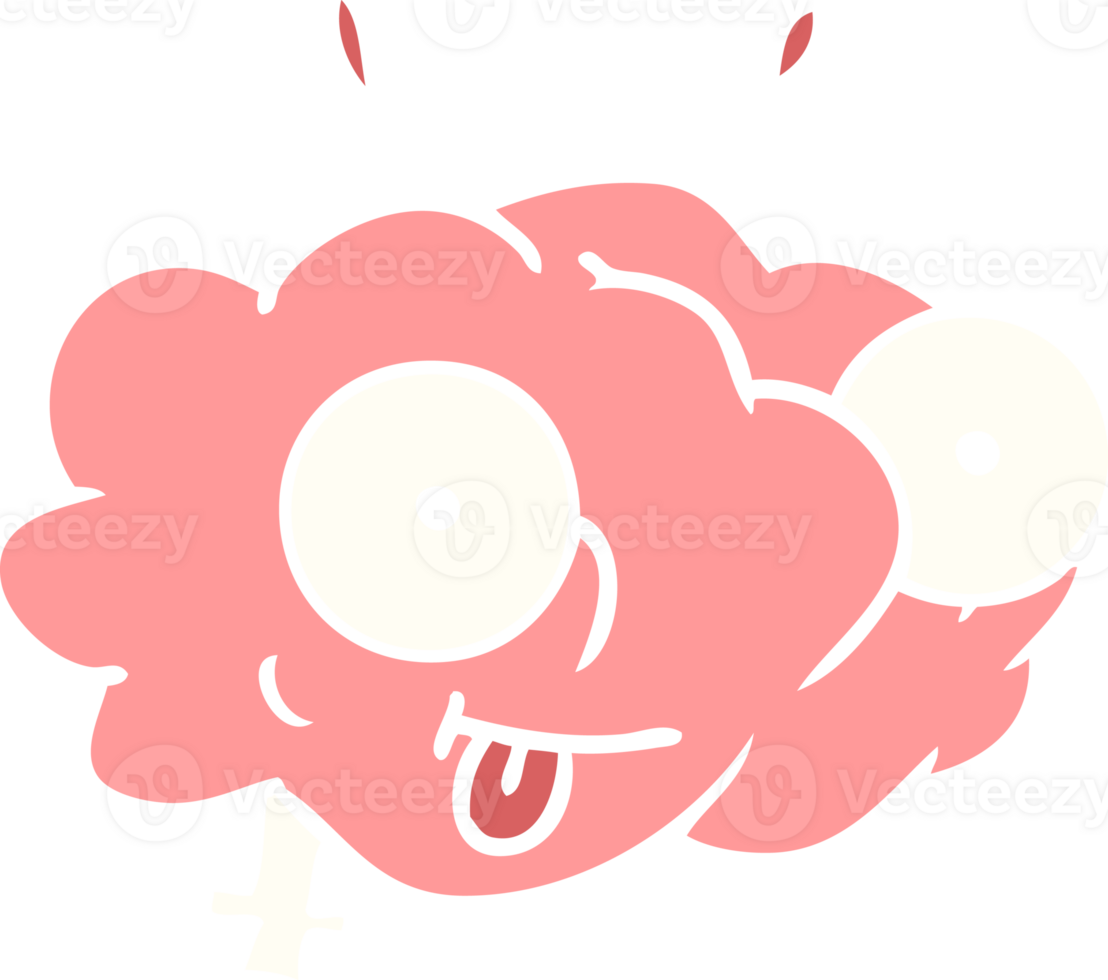 funny flat color style cartoon brain png