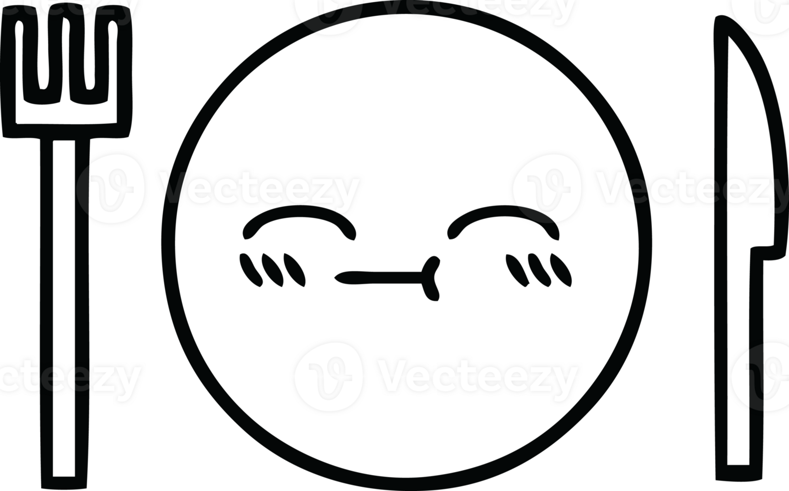 line drawing cartoon of a dinner plate png
