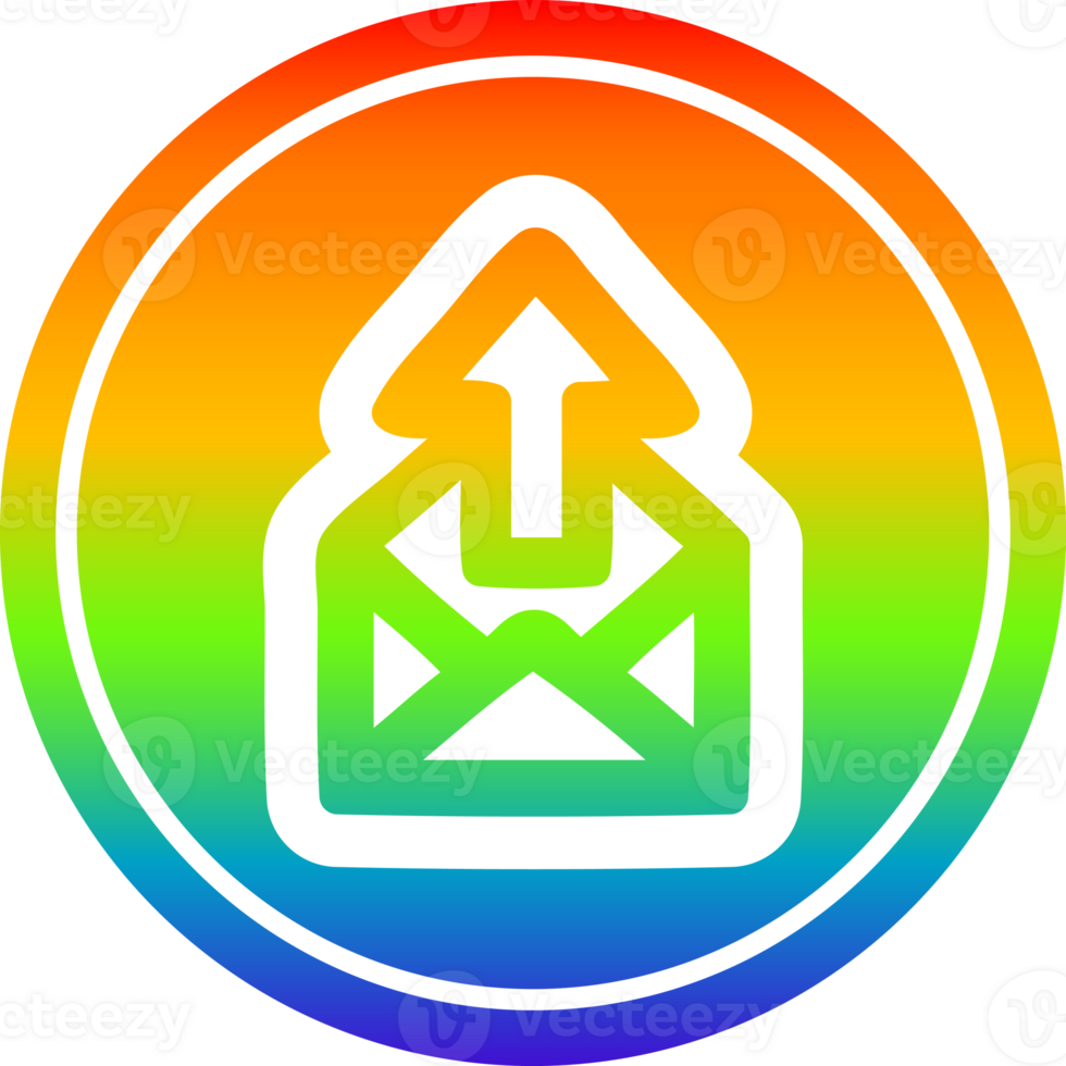 mandar o email circular ícone com arco Iris gradiente terminar png
