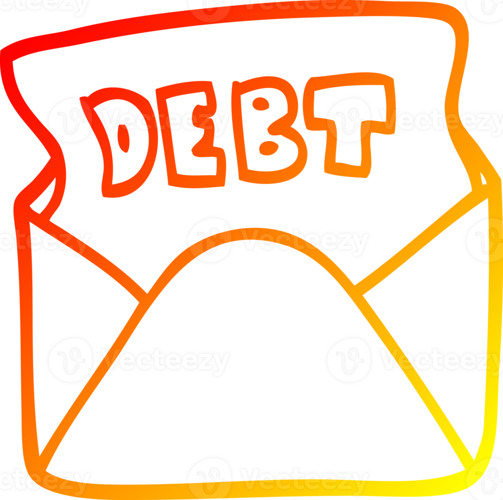 warm gradient line drawing of a cartoon debt letter png