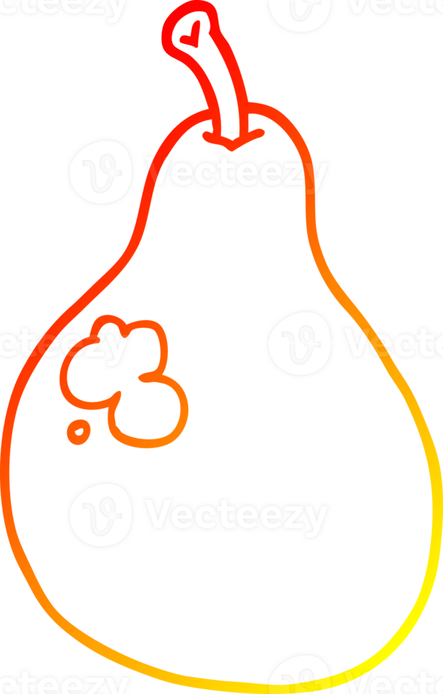 warm gradient line drawing of a cartoon pear png