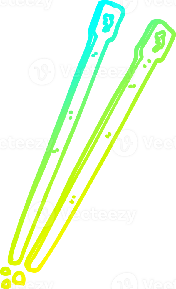 cold gradient line drawing of a cartoon chop sticks png