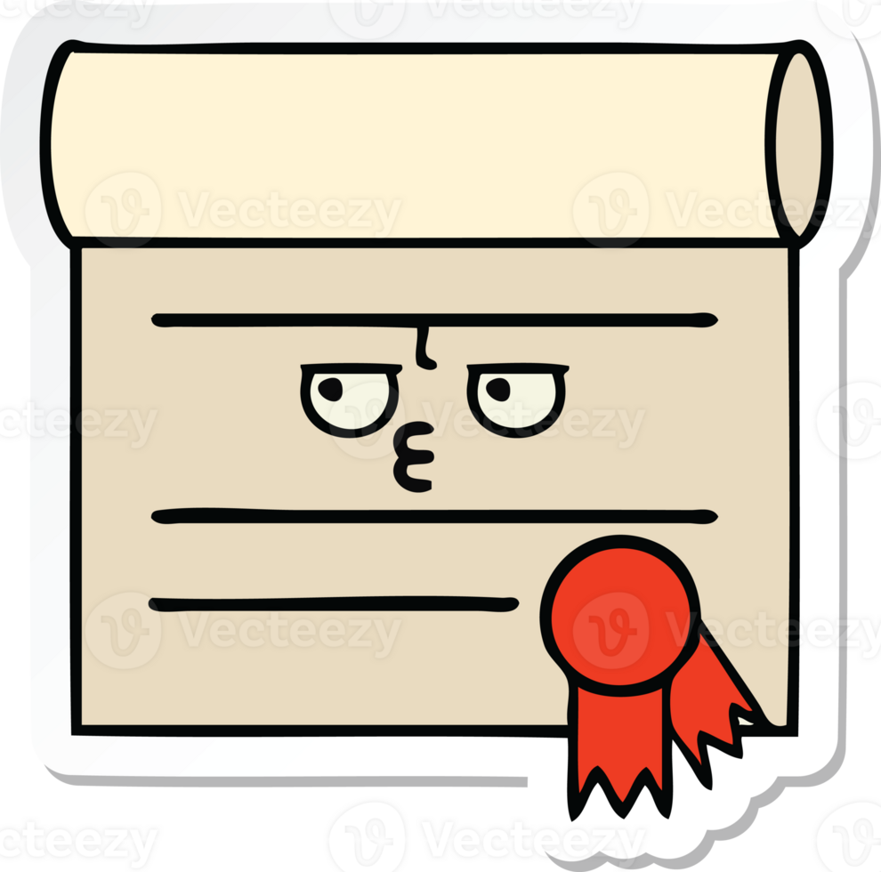 sticker of a cute cartoon certificate png