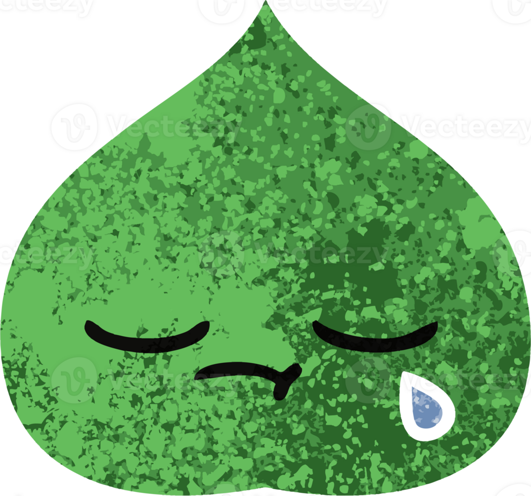 retro illustration style cartoon of a expressional leaf png