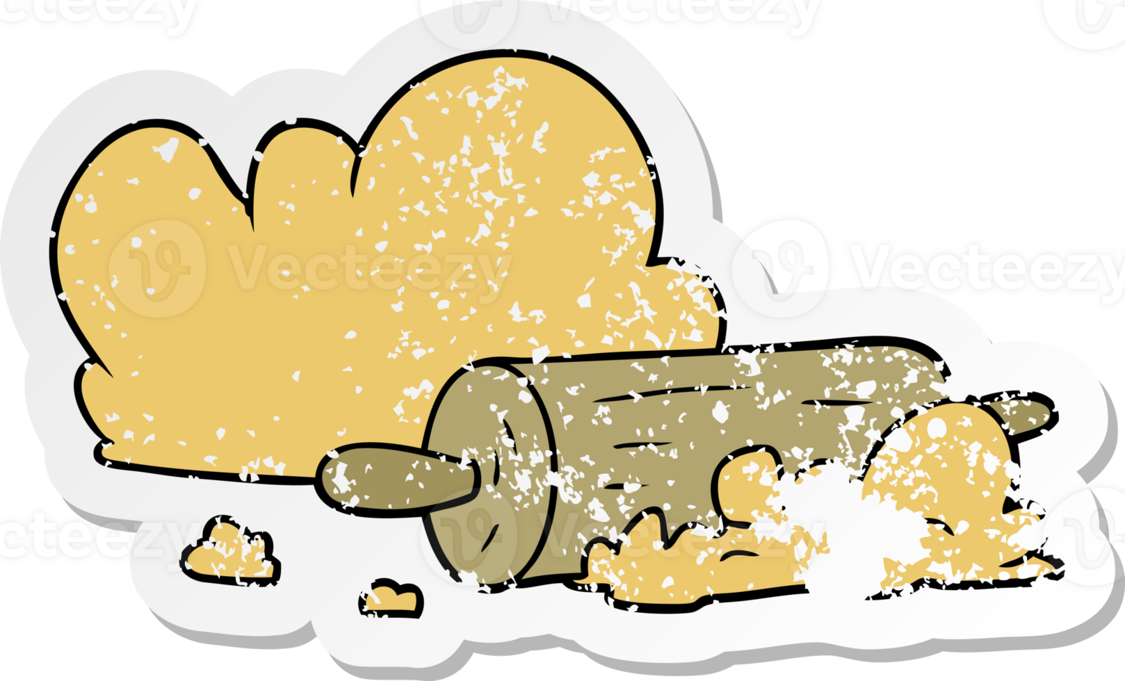 distressed sticker of a cartoon rolling pin and dough png
