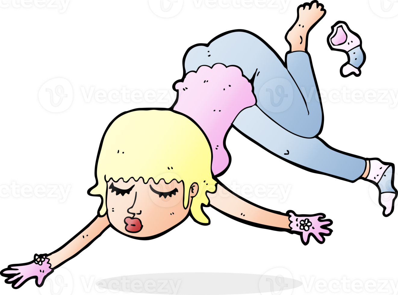 cartoon woman floating png