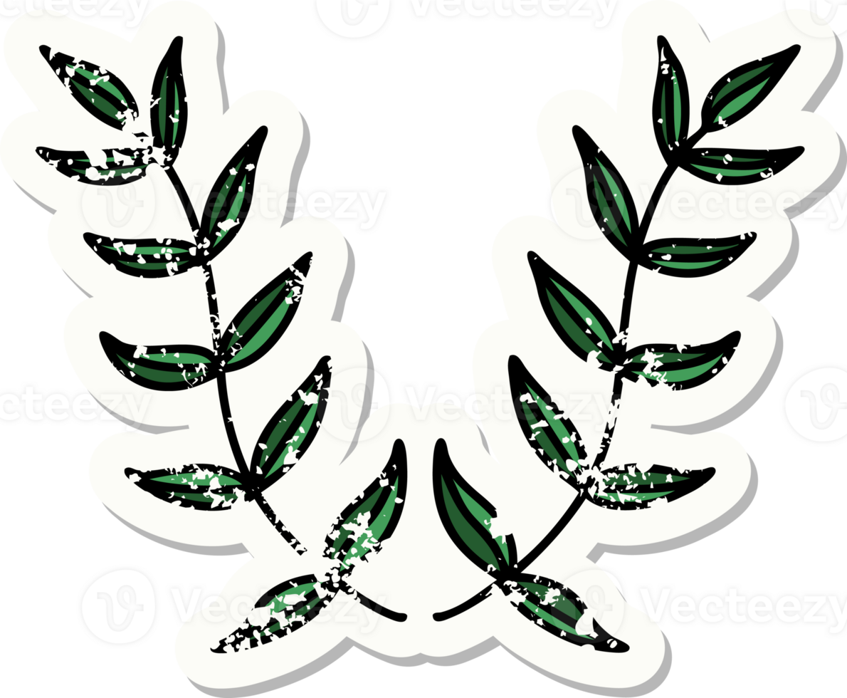 distressed sticker tattoo in traditional style of a laurel png