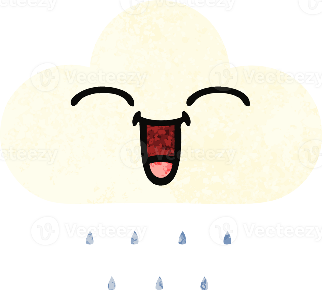 retro illustration style cartoon of a rain cloud png