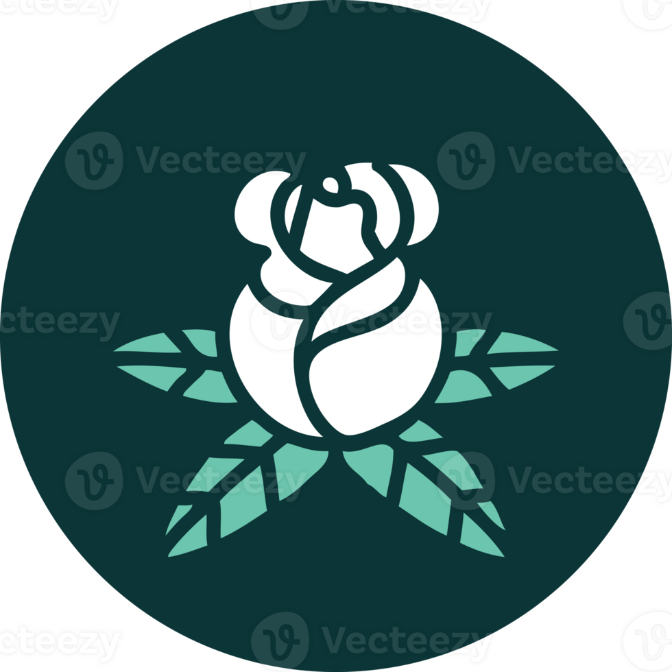 iconic tattoo style image of a single rose png